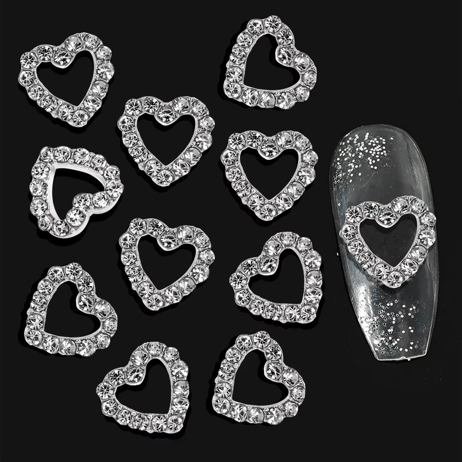Misscheering Nail Art Charms, Herz Form, Silber, 10 Stück - Bild 4