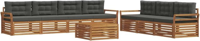 vidaXL 8-teilige Outdoor-Sofagarnitur aus massivem Akazienholz mit Kissen in Natur und Anthrazit - Bild 1