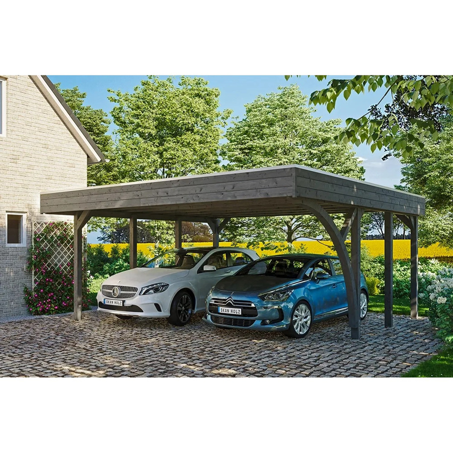 SKANHOLZ Carport Friesland Set 7 in Schiefergrau, B/T: 557 x 555 cm, Firsthöhe: 254 cm, lasiert - Bild 3