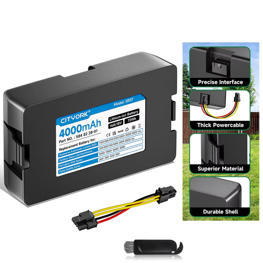 Ersatz Li-Ionen-Akku 18V 4000mAh für Husqvarna Automower (2020-2022) und Gardena Sileno City (2019-2023), Farbe: Schwarz - Bild 7