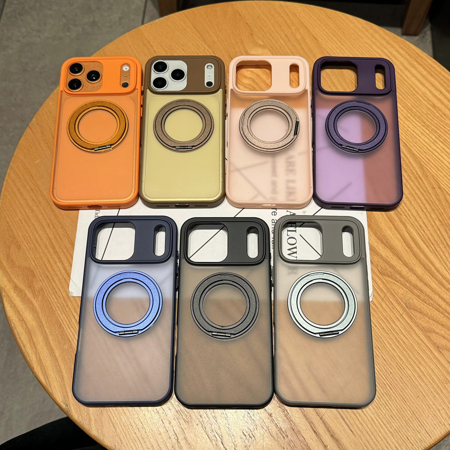 Magnetische iPhone Hülle mit drehbarem Ringständer für MagSafe, transparente harte PC-Abdeckung, Grau/Transparent - Bild 3