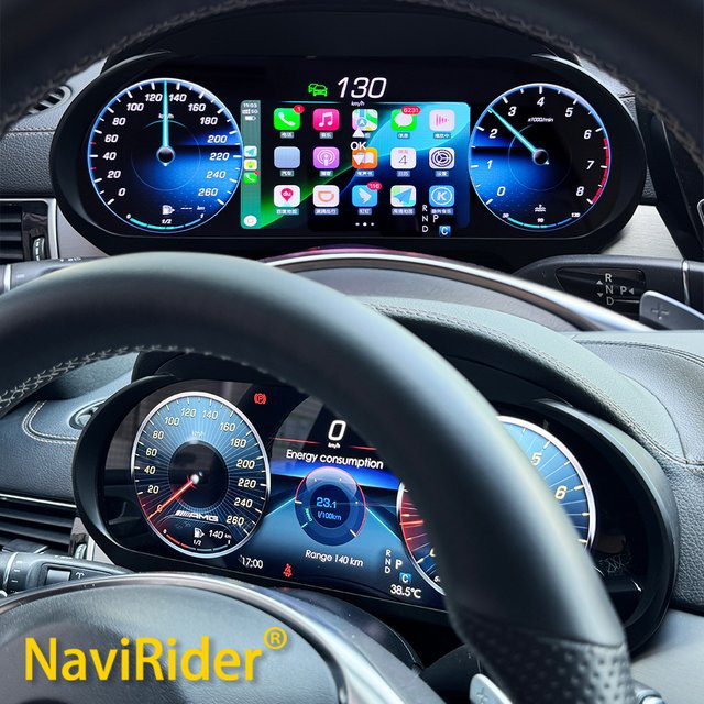 NAVIRIDER LCD Dashboard Tacho Instrument Panel Cluster mit GPS Navigation und virtuellem Cockpit für Mercedes Benz ML GL GLE GLS W166 X166 2012-2019 in Schwarz - Bild 1