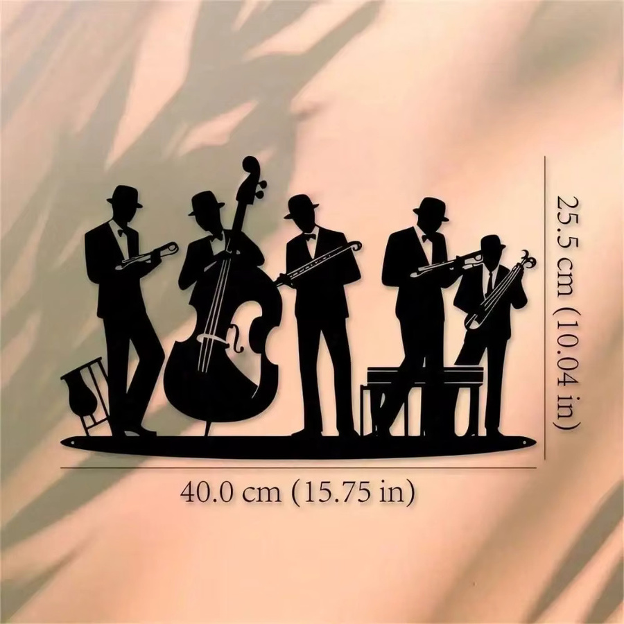 LAOMI Vintage Jazz Band Metall-Wandkunst aus Eisen in Schwarz als abstrakte Musik-Dekoration - Bild 2
