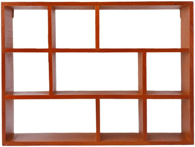 Koogeelife Schattenbox Ausstellungsregal aus Massivholz mit 9 Fächern in Braun im rustikalen Stil zur Wandmontage - Bild 1