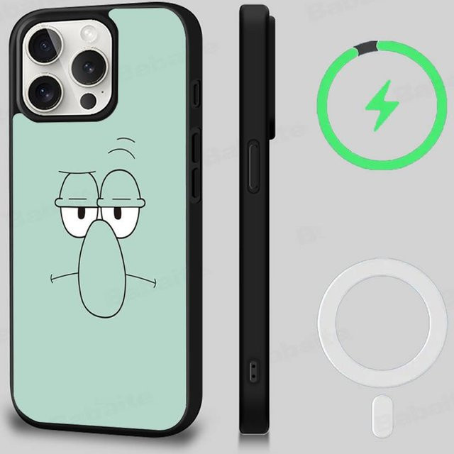 SpongeBob Puppen Handyhülle für Apple iPhone 17 16 15 14 13 12 11 Pro Max Plus mit MagSafe kabelloser Ladeunterstützung in Türkis - Bild 1
