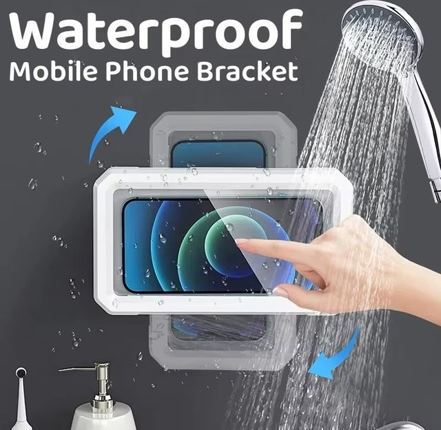 Wasserdichter und beschlagfreier Handy-Ständer für Badezimmer und Dusche in Weiß von Mrgabwte - Bild 1