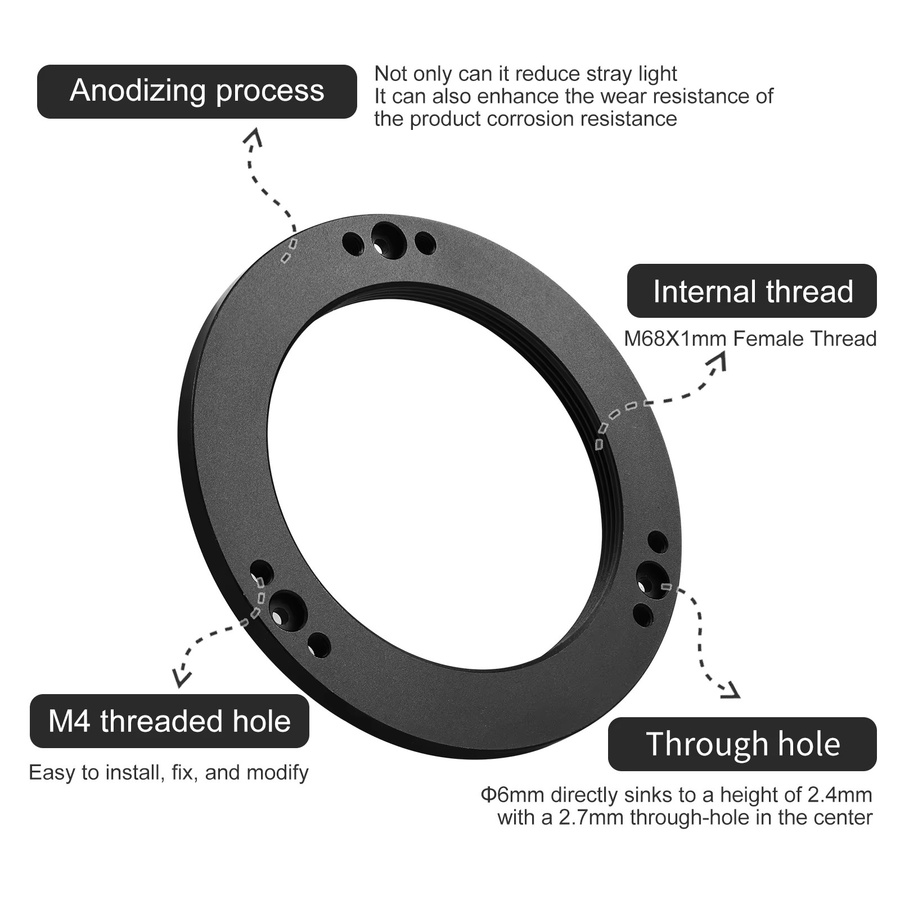 Datyson M68x1mm Sensorplatten-Einstelladapter für Vollformat-Kühlkameras in Schwarz - Bild 3