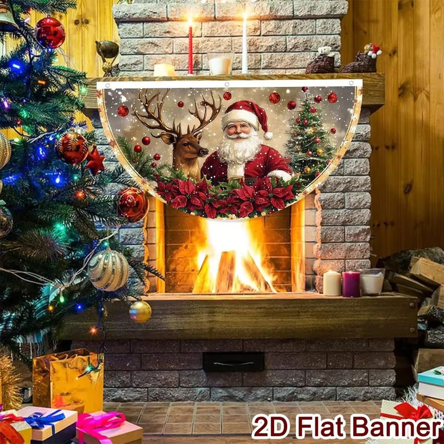 VIKAMA Retro-Weihnachtsfahne in fächerförmiger Form für Außenbereiche und Dekorationen - Bild 3