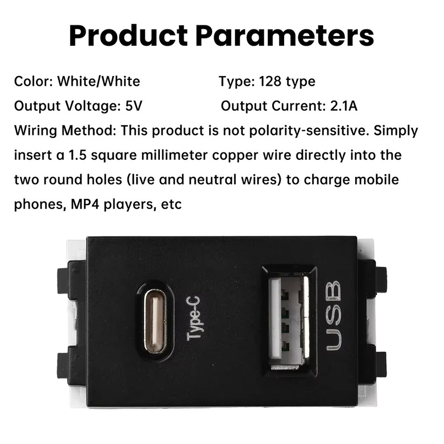 DIY NOW USB und Typ-C Dual-Port Lademodul 220V zu 5V 2,1A in Weiß - Bild 3