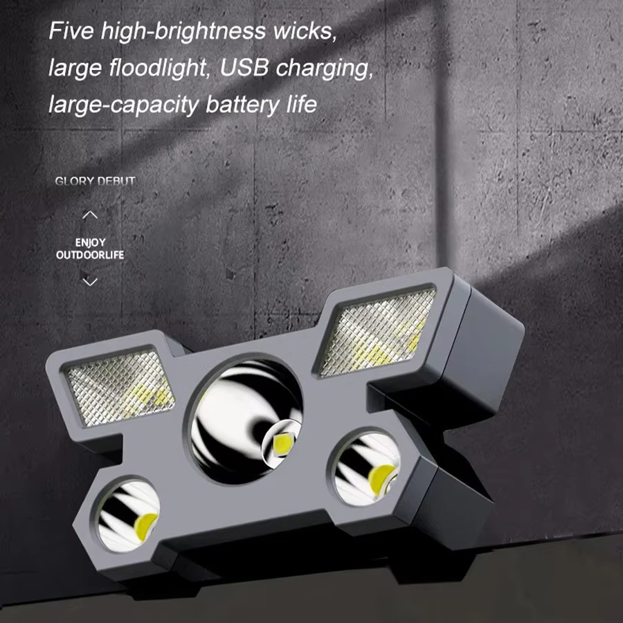 NEWBIRTH Wiederaufladbare 5-LED-Stirnlampe in Schwarz für Camping und Sport - Bild 3