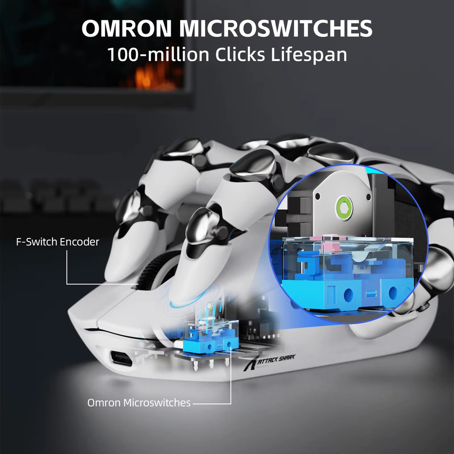 ATTACK SHARK G3PRO Gaming-Maus mit magnetischer Ladestation, PixArt PAW3311 Sensor, kabellos via Bluetooth oder 2,4 GHz sowie kabelgebunden, Farben: Schwarz oder Weiß - Bild 7