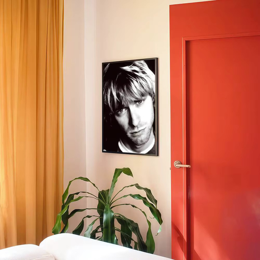 Retro Anime Poster Kurt Cobain Portrait Wandkunst in Schwarz-Weiß für dein Zuhause - Bild 3