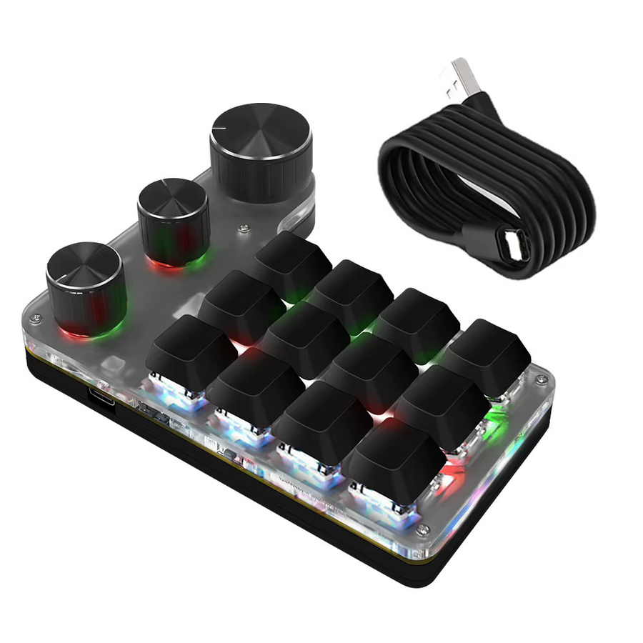 Ammtoo RGB Makropad Mechanische 12-Tasten-Tastatur mit Hotswap-Funktion und Programmierbarer Makro-Belegung in Schwarz - Bild 6