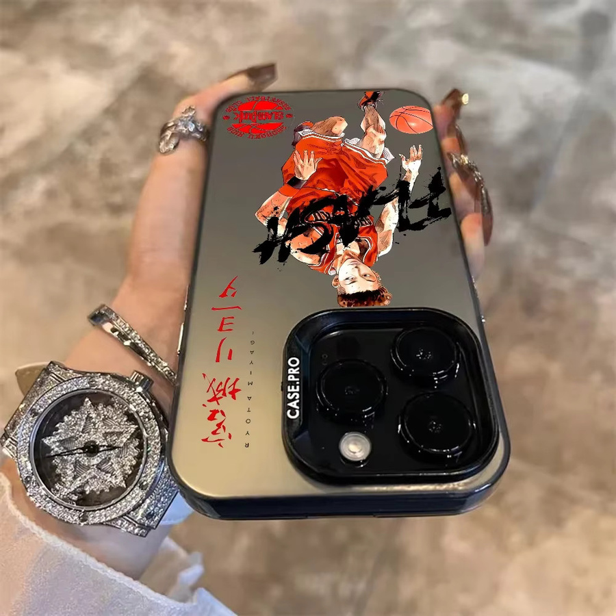 Stoßfeste iPhone Handyhülle Slam Dunk Anime Design in Mehrfarbig Aurora Laser Optik für Apple iPhone 16 15 14 13 12 11 Pro Max Plus - Bild 1