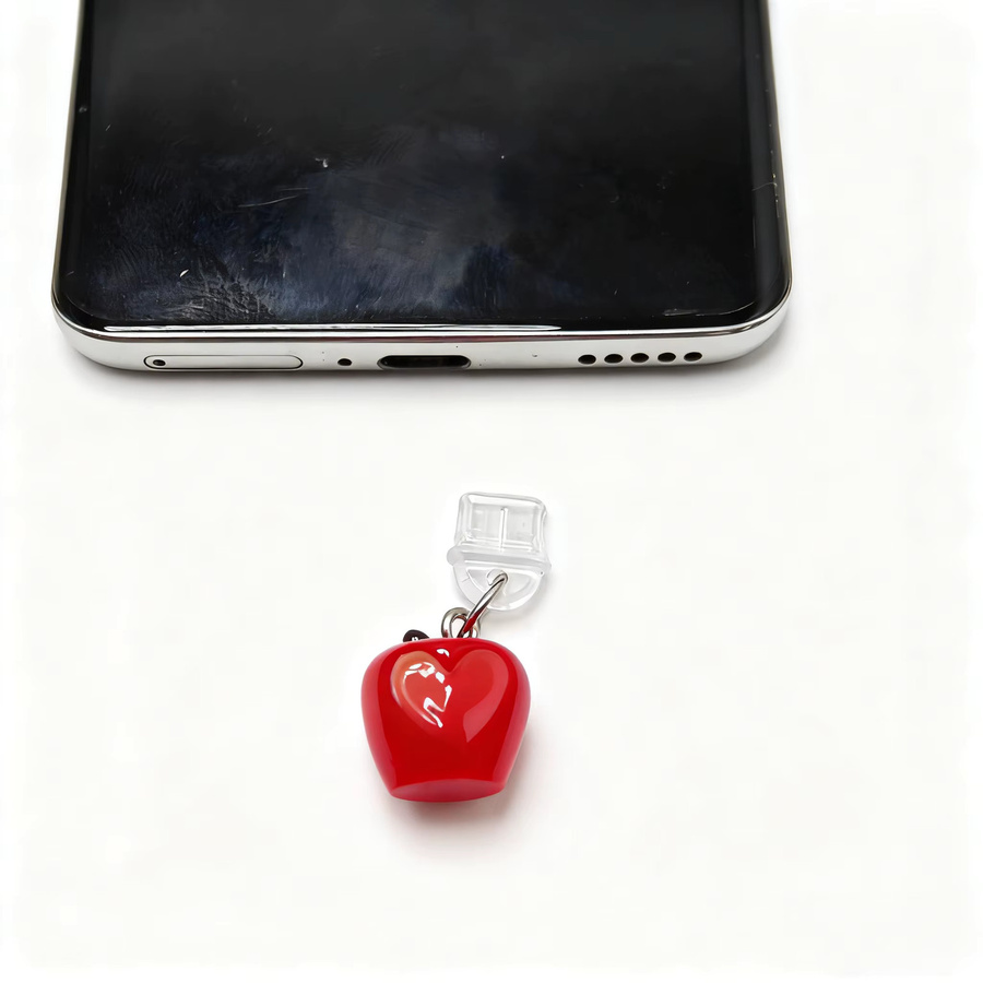Herzförmiger Apple Modell Handystaubstopper in Rot als süße Handyschmuck-Dekoration - Bild 3