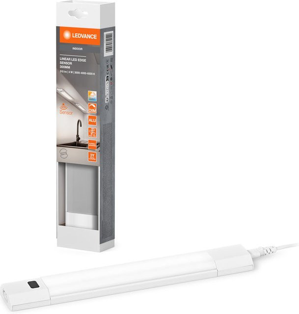LEDVANCE Linear Ede Sensor Hochvolt-Unterbauleuchte in Weiß mit IR-Sensor, CCT dimmbar, 4 W, 290 lm, Länge: 30 cm, IP20 - Bild 1