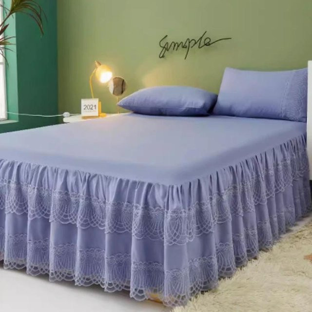Super Six Bettwäsche-Set mit Spitzenrand in Lila, 3-teilig, B/H: 150 x 200 cm - Bild 1