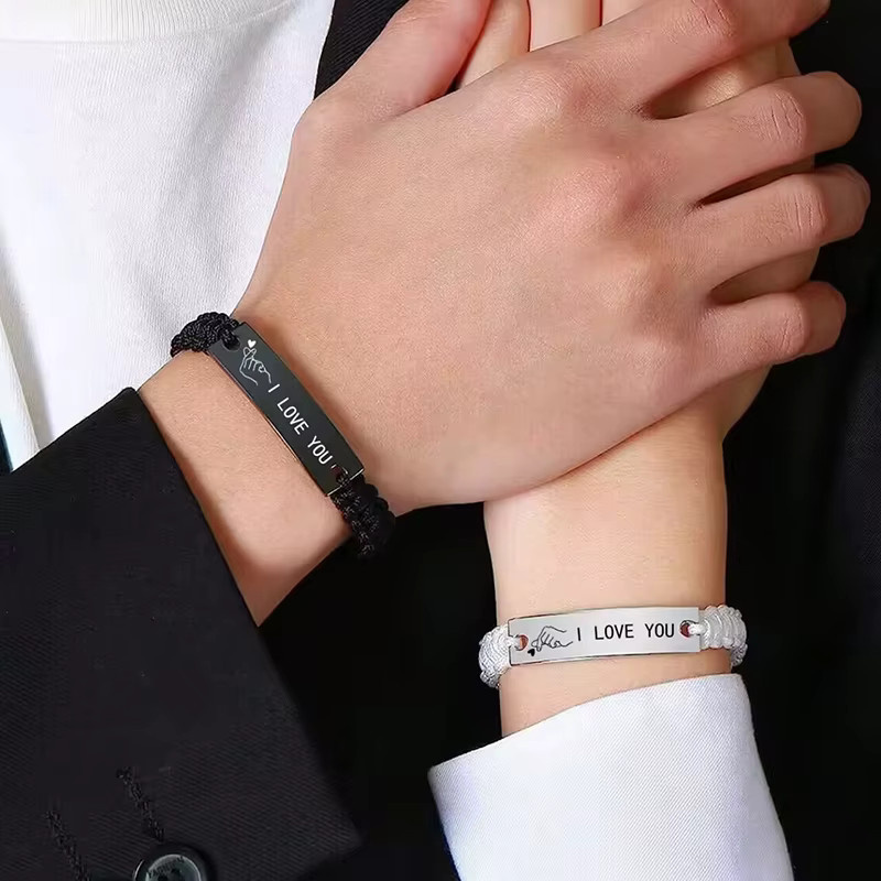 konminry Armband, Edelstahl, Schwarz, Weiß, Unisex - Bild 4