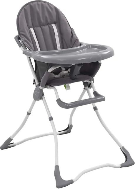 vidaXL Baby-Hochstuhl mit 5-Punkt-Gurt in Grau und Weiß - Bild 1