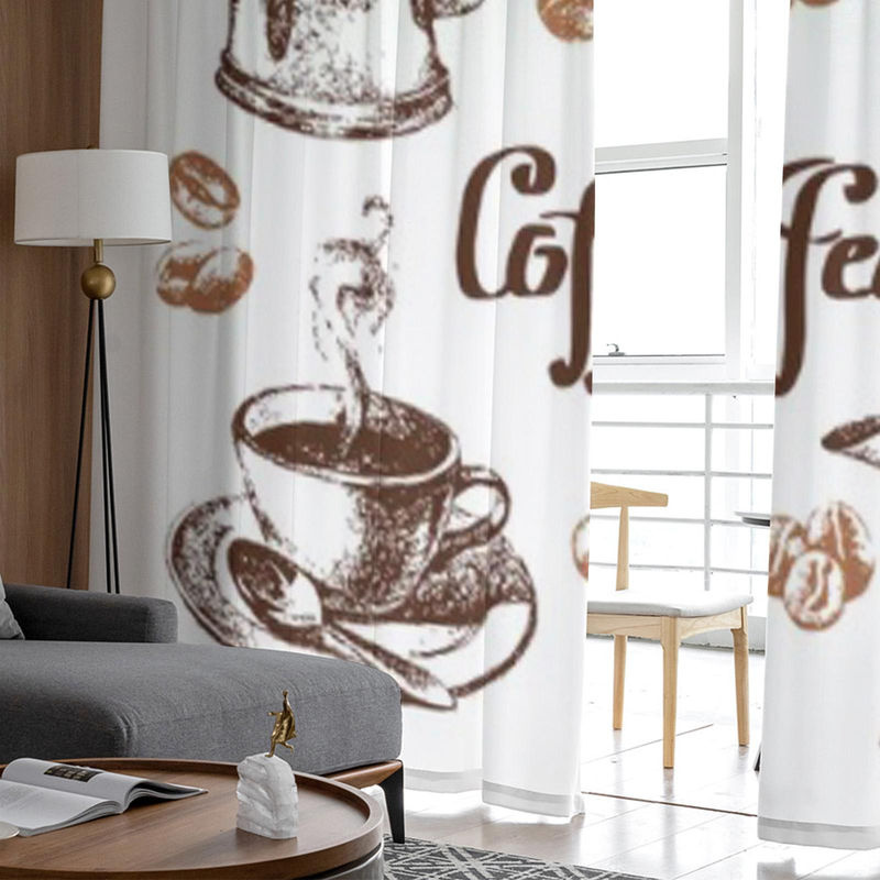 Skizze Vintage Kaffeeset Tüllgardinen aus Organza in Weiß, Breite: 135 cm, Höhe: 114 cm - Bild 4