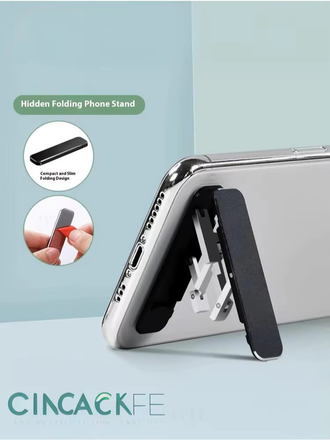 Mini Unsichtbarer Handy-Ständer aus Aluminiumlegierung, faltbare Desktop-Halterung mit einstellbarem Winkel für Mobiltelefone in Schwarz oder Silber - Bild 1