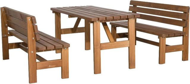 FUN STAR Gartenmöbel-Set Tessin 3-teilig aus braunem Kiefernholz - Bild 1