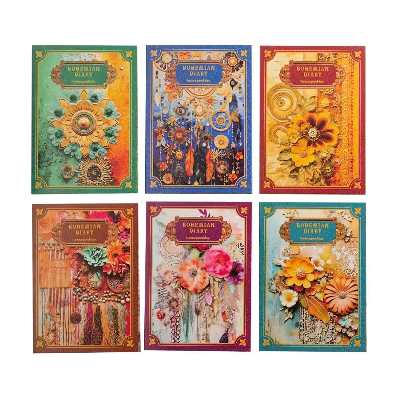 Böhmisches Sammelalbum mit 30 Blatt Papier, Hardcover, Pink und Multicolour, B: 17,2 cm - Bild 2