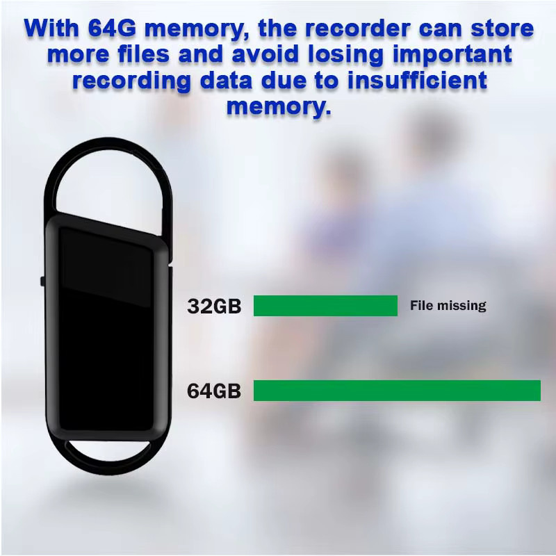 XIXI SPY Schlüsselanhänger Mini Sprachaktivierter Rekorder Digitales Audio-Aufnahmegerät Tragbares Professionelles Mikro-Diktiergerät MP3-Player in Schwarz - Bild 5