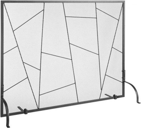 VEVOR Funkenschutzgitter aus Eisen in Schwarz für Kaminofen und Kaminofen-Schutzgitter im Vintage-Design