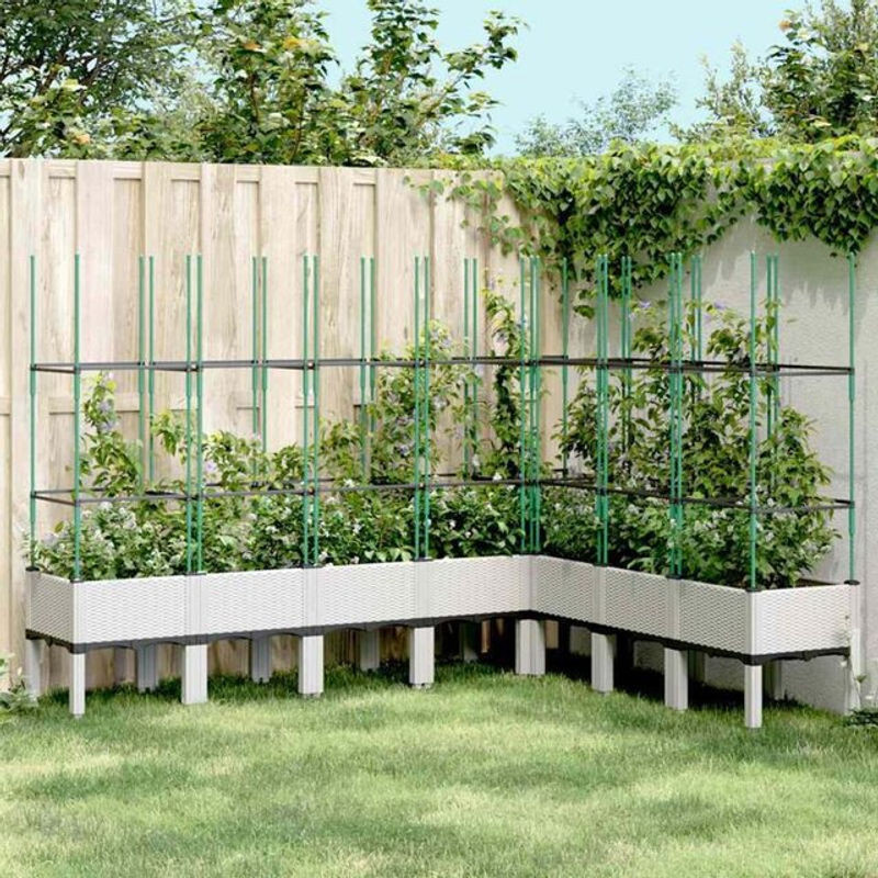 Vidaxl Pflanzkübel mit Rankgitter aus Polypropylen in Weiß, B/T/H: 200 x 160 x 142,5 cm - Bild 1