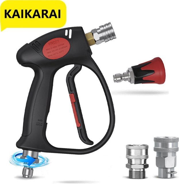 Kaikarai Hochdruck-Wasserpistole mit 360 Grad drehbarem Anti-Tangle Schlauch und 1/4 Zoll Schnellstecker in Schwarz, kompatibel mit Karcher K2-K7 - Bild 1