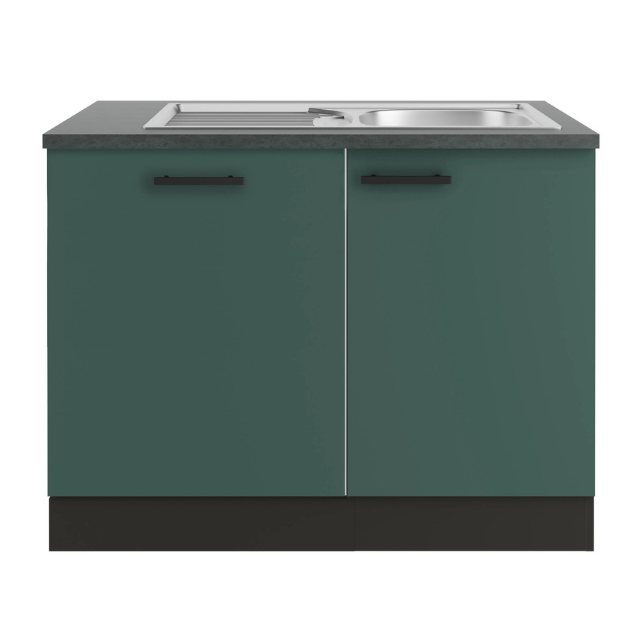 OPTIFIT Verona405 Küchen-Spülenschrank-Set in Steingrün mit modernem Design und melaminbeschichteter Qualitätsspanplatte - Bild 2