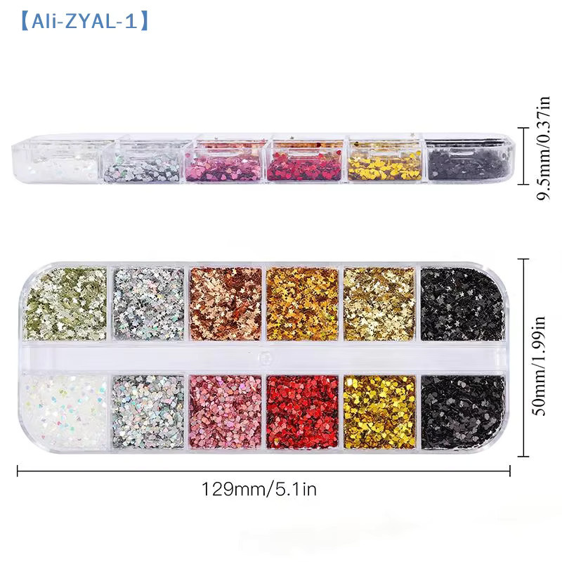 ZYAL-1 Nagelglitzer mit Stern- und Herz-Pailletten, Bunt, Glänzend - Bild 4