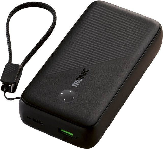 TRONIC Powerbank mit 20000 mAh und abnehmbaren USB-C sowie USB-A Kabeln in Schwarz - Bild 1