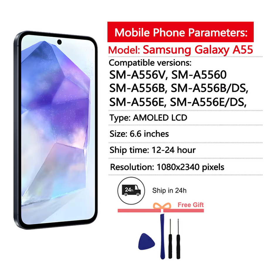 Samsung Galaxy A55 5G AMOLED Display Ersatz mit Touchscreen Digitizer Einheit in Schwarz, 6,6 Zoll - Bild 2