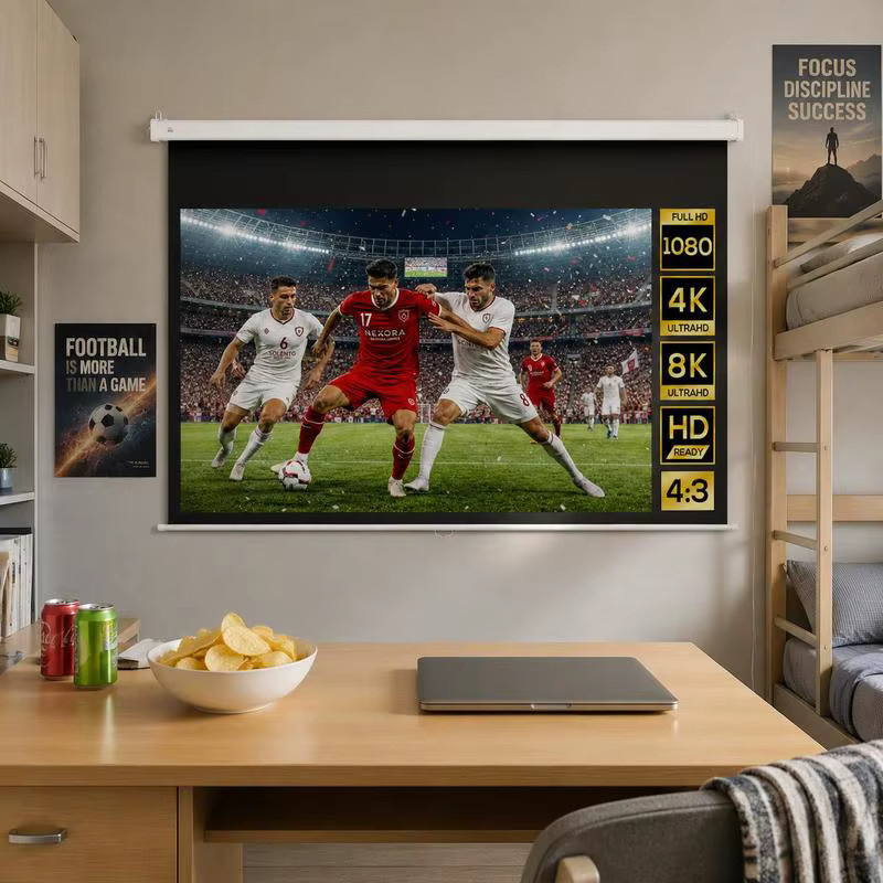 Ausziehbare Projektionsleinwand 120 Zoll in Weiß, Format 16:9, B: 293 cm, H: 193 cm - Bild 3