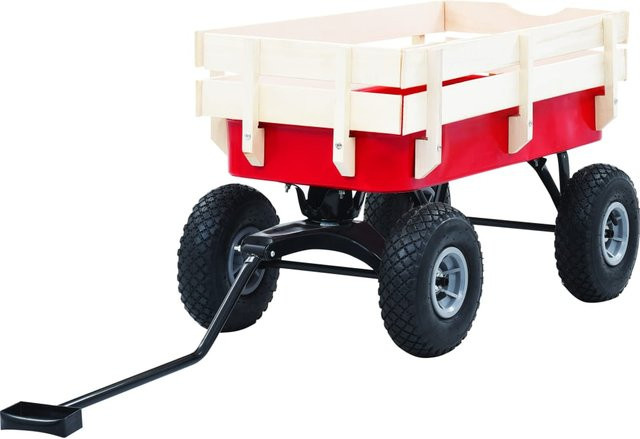 Vidaxl Handwagen aus Stahl und Holz in Rot mit 150 kg Tragkraft - Bild 1