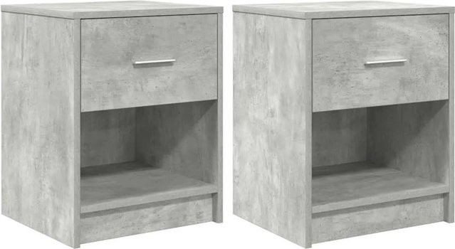 vidaXL Nachttische 2er Set mit Schublade in Betongrau, B/T/H: 40 x 34 x 50 cm - Bild 1