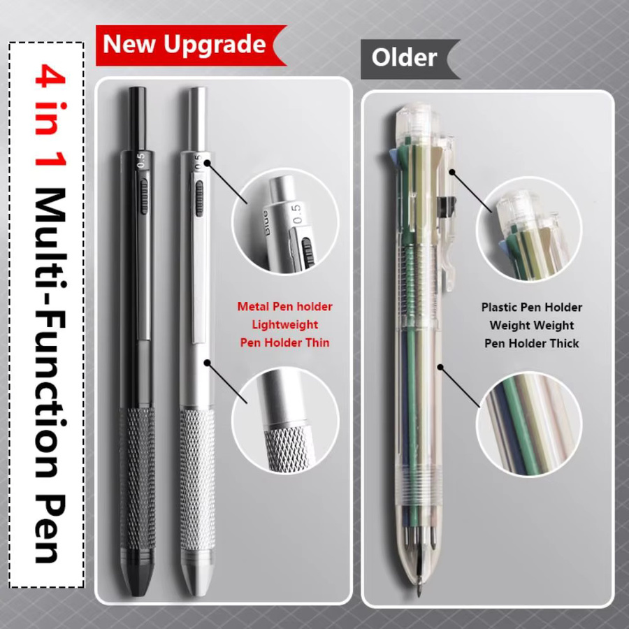 Multifunktions-Metallstift 4-in-1 mit Schwerkraftsensor und 0,5 mm Druckbleistift für Schüler und Studenten - Bild 3