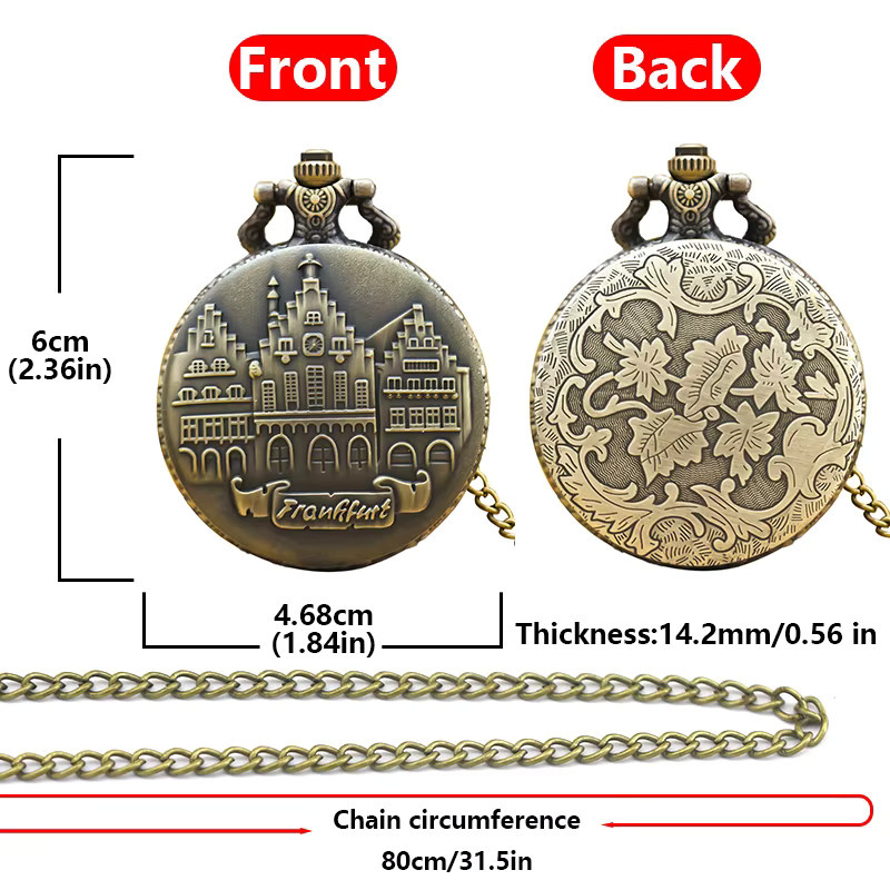 Wecin Taschenuhr, Quarz, Messing, Bronze, Unisex - Bild 3