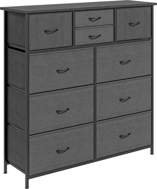 HOMCOM Kommode Aufbewahrungsschrank mit 10 faltbaren Stoffschubladen aus Stahl in Schwarz für Wohnzimmer und Schlafzimmer - Bild 1