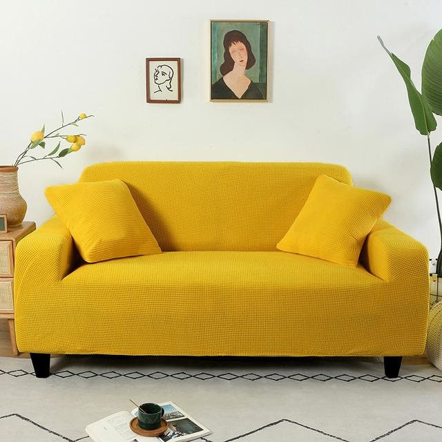 YZFZP Jacquard Sofabezug aus Polyester, rutschfester Schutzbezug für 1- bis 4-Sitzer Sofas, goldgelb - Bild 1
