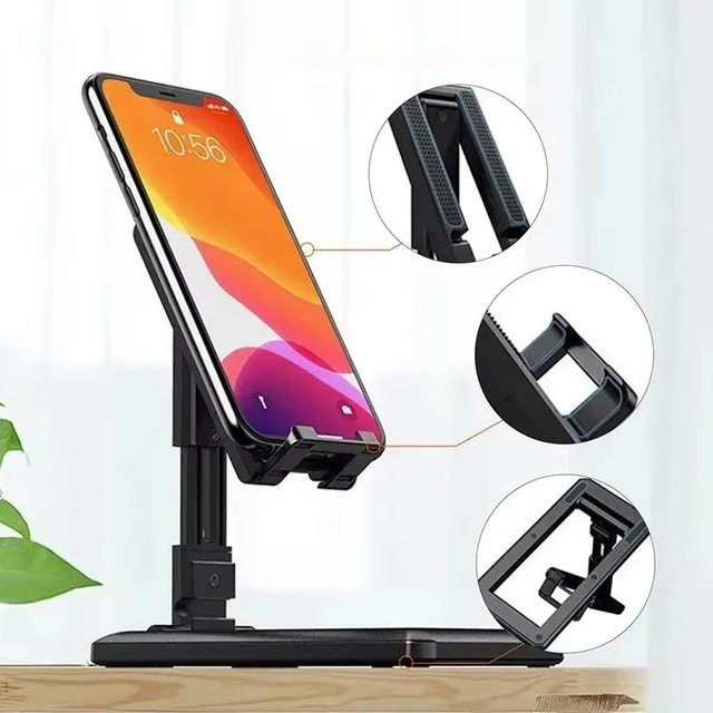VORTNGLE Universeller tragbarer Desktop-Handyhalter, verstellbare und faltbare Smartphone-Tischhalterung für iPhone, Huawei, Xiaomi, iPad und Tablet in Schwarz oder Grün - Bild 1