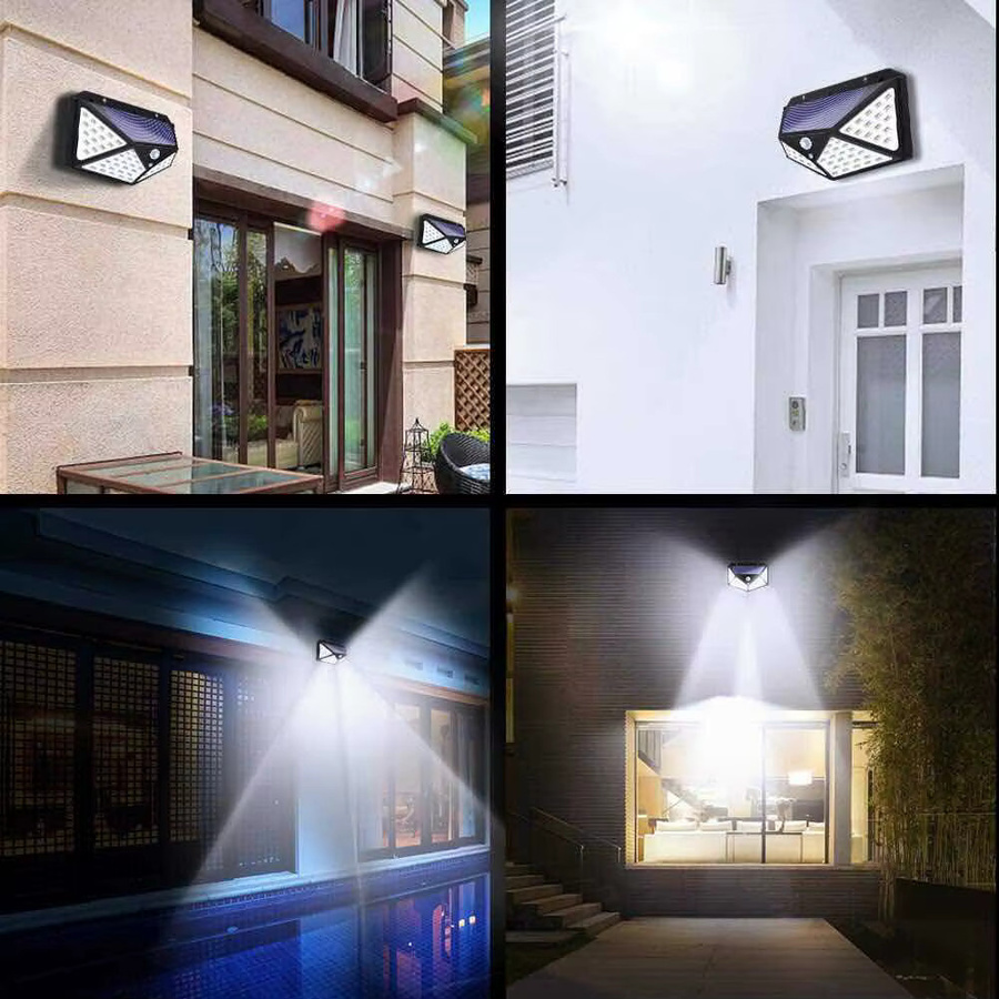 XIWANGFIRE Solar LED Außenleuchte mit Bewegungssensor, wasserdichter Solar-Flutlicht Scheinwerfer für Garten und Wand, Schwarz - Bild 3