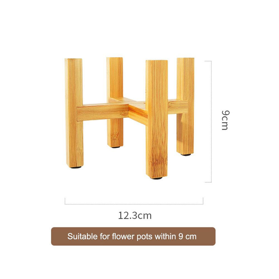 Fishine Blumentopfständer aus Holz mit Bambustablett in Braun, B: 12,3 cm, T: 9,0 cm - Bild 1