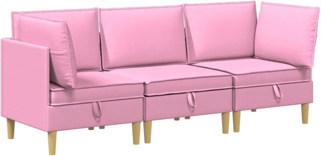 vidaXL Wohnzimmergarnitur in L-Form aus Stoff in Rosa mit Kissen und Speicherfunktion - Bild 1