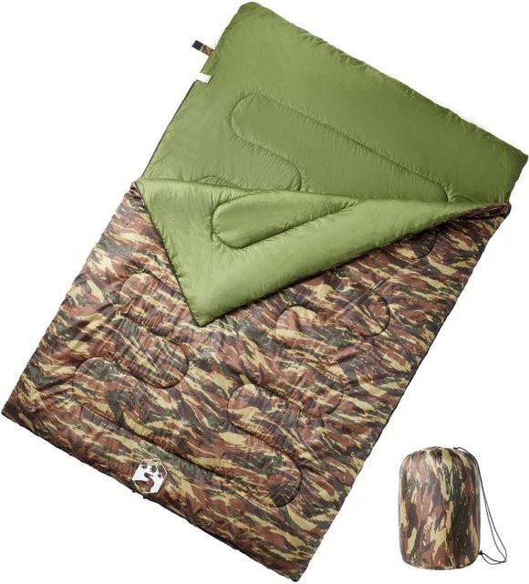 vidaXL Doppelschlafsack mit Kissen für Erwachsene, 3-4 Jahreszeiten, Farbe: Grau/Blau, Artikelnummer: 94449 - Bild 1
