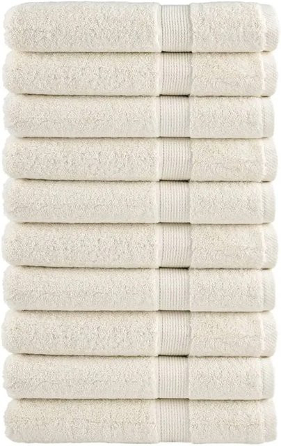 vidaXL Premium-Handtuch-Set 10 Stück aus 100% Baumwolle in Creme, B x L: 100 x 200 cm, 600 g/m2 - Bild 1