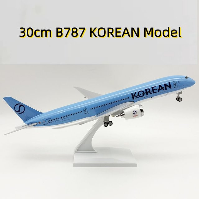 ZOCO B787 Korean Airways Flugzeugmodell, Druckguss-Harz, mit Rädern - Bild 1