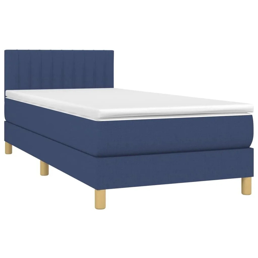 vidaXL Boxspringbett mit Matratze und LED-Beleuchtung in Blau und Weiß, Hybrid-Bett mit USB-Anschluss und Taschenfederkern, B/T/H: 80 x 200 x 78 cm - Bild 2